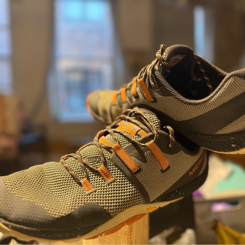 Merrell Men's Trail Glove 6 Sneaker Black and Orange Athletic Shoes